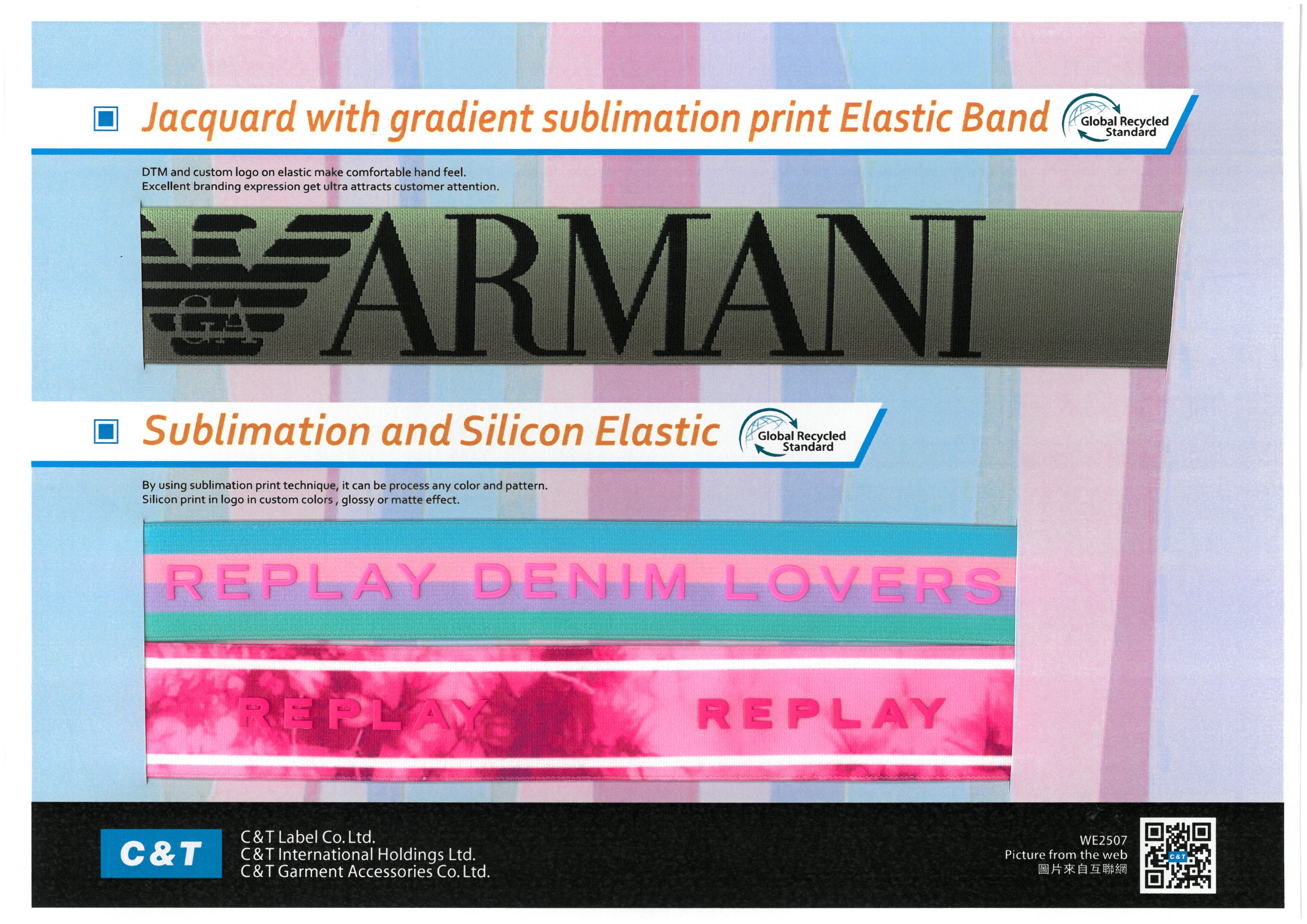 WE2507 Jacquard with gradient sublimation print Elastic Band / Sublimation and Silicon Elastic